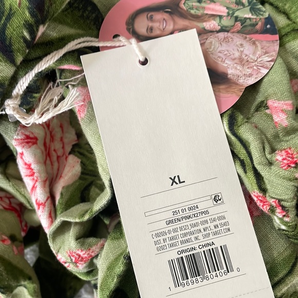 Agua Bendita 2 Piece Set Green and Pink Floral Blouse and Pant Plus Size Set EUC - Picture 4 of 4